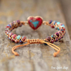 Imperial Jasper Heart Beaded Bracelet
