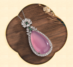 Big Pink Drop Jade Necklace