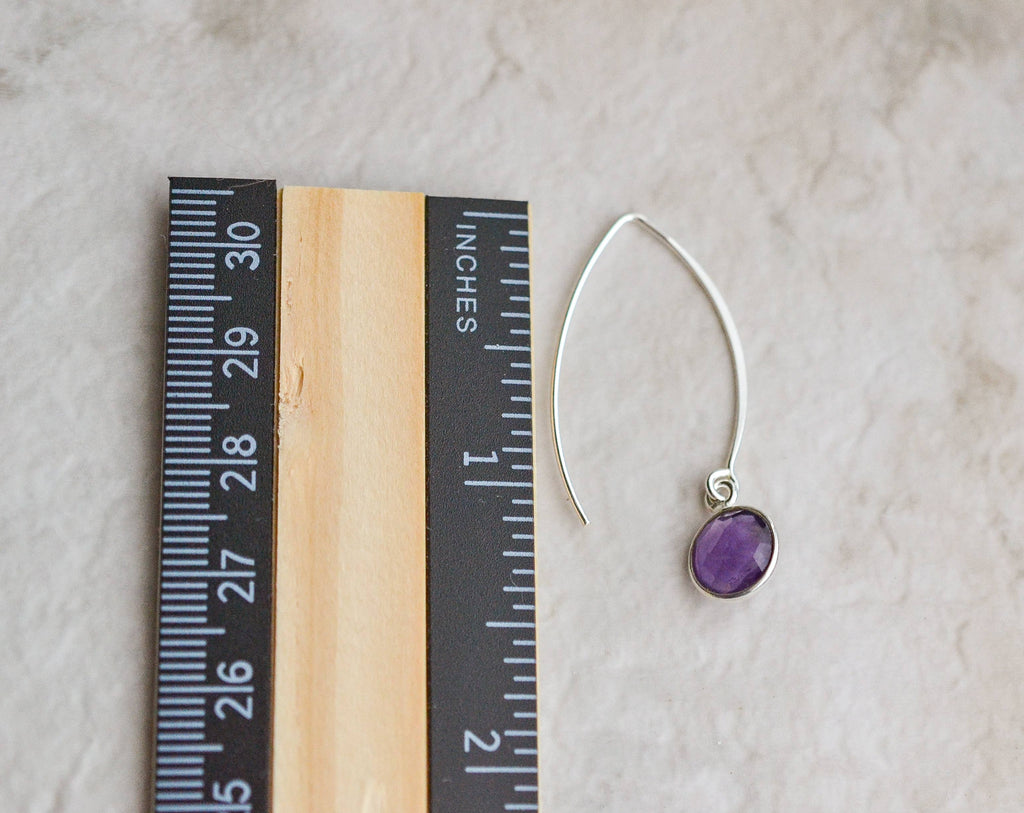 Silver Marquis Amethyst Earring