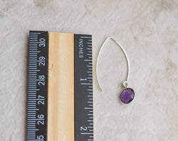 Silver Marquis Amethyst Earring