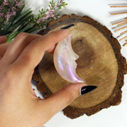 Angel Aura Rose Quartz Moon Face - Angel Aura Rose Quartz