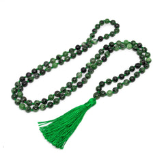 Ruby Zoisite Knotted 108 Bead Mala - Prayer Beads - 8mm