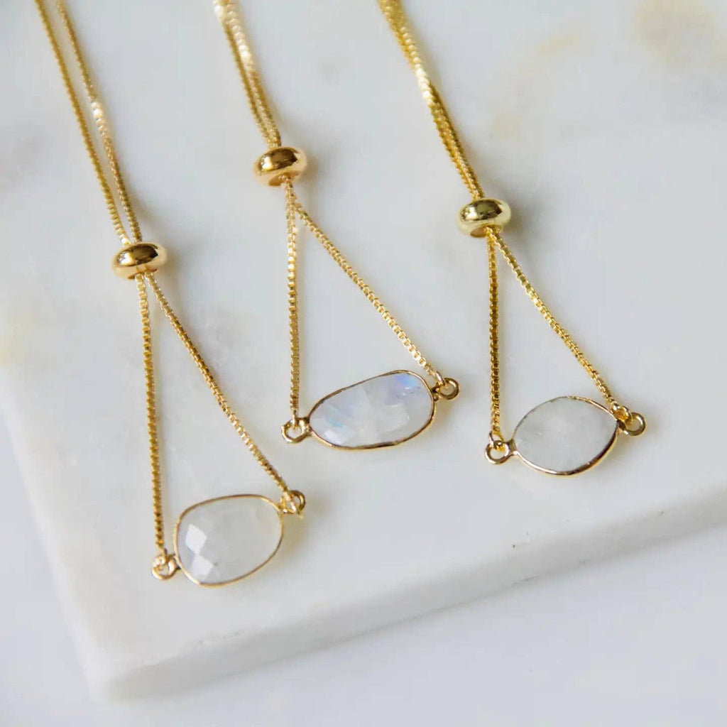 Faceted Gemstone Adjustable Bracelet