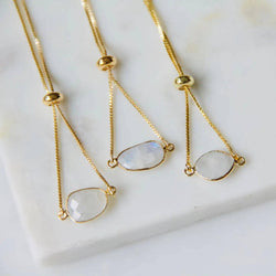 Faceted Gemstone Adjustable Bracelet, Moonstone