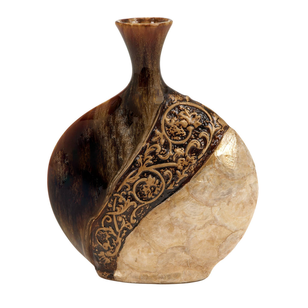 CERAMIC & CAPIZ SHELL VASE 11