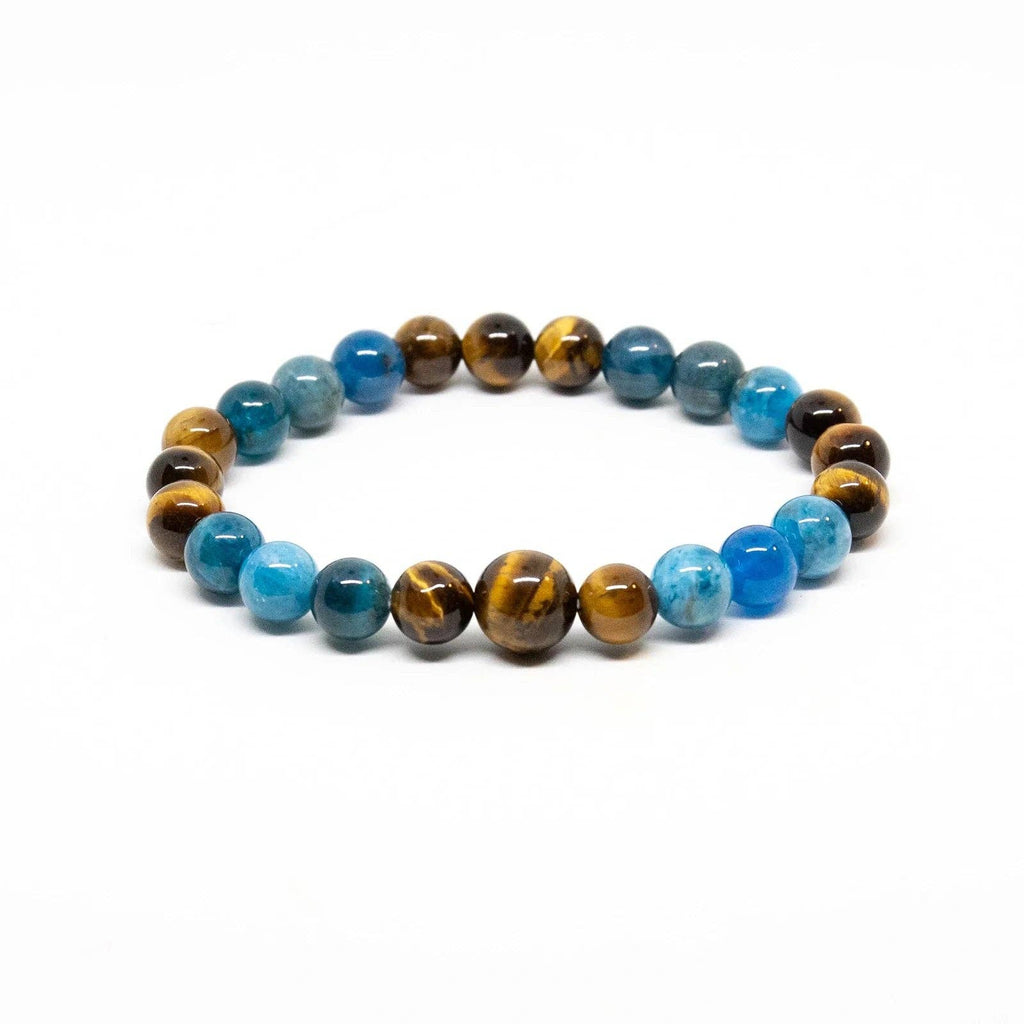 Apatite & Tiger's Eye Beaded Bracelet 6mm  - Small Wrist