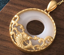 Golden Fish on Jade Necklace