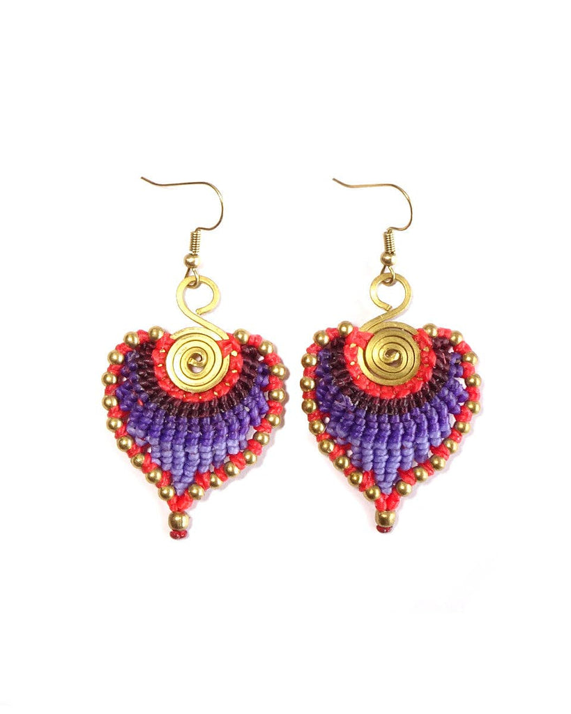 Macrame Leaf Earrings: Green