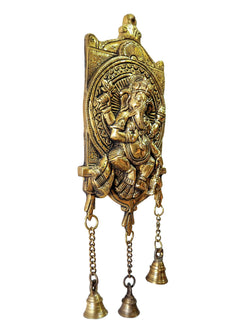 Dancing Ganesha Brass Wall Hanging: Brass / 15