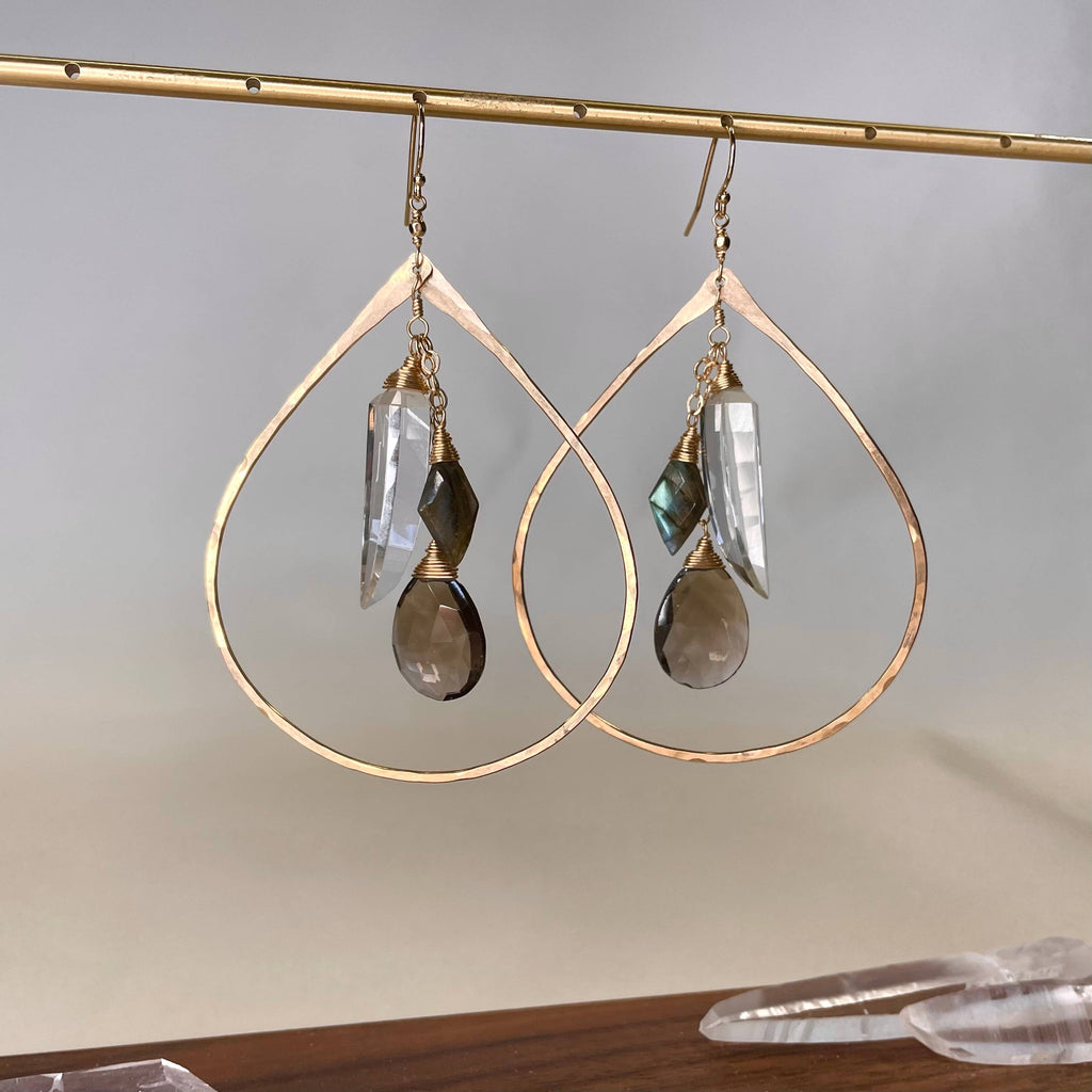 Multi-stone Hoop Earrings