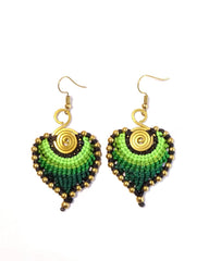 Macrame Leaf Earrings: Green