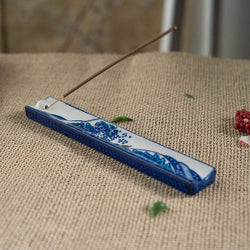 Handpainted Ceramic Incense Holder 9 inch L Great Wave (1/72)
