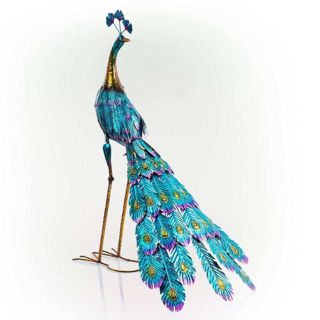 Alpine Corporation Graceful Metal Peacock Garden Decor
