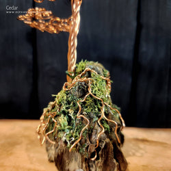 Cedar Tree Copper Wire Tree on Ohko Dragon Stone Sculpture