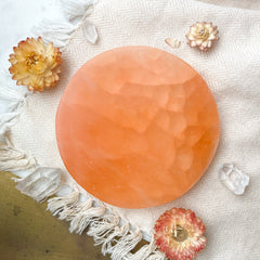 BLANK Peach Selenite Crystal Charging Plate Gifts for Women: Small 3