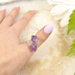 Amethyst Rings (Adjustable) - Amethyst Gold Plated