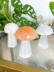 Peach Selenite Crystal Mushroom Decor Mother's Day Gift: 4