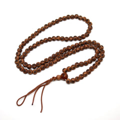 Korean Cedar with Characters Zen 108 Bead Mala - 8mm