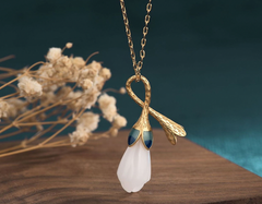 Jade Magnolia Flower Necklace