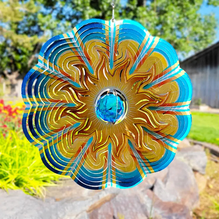 Crystal Aqua Sun - Large Wind Spinner