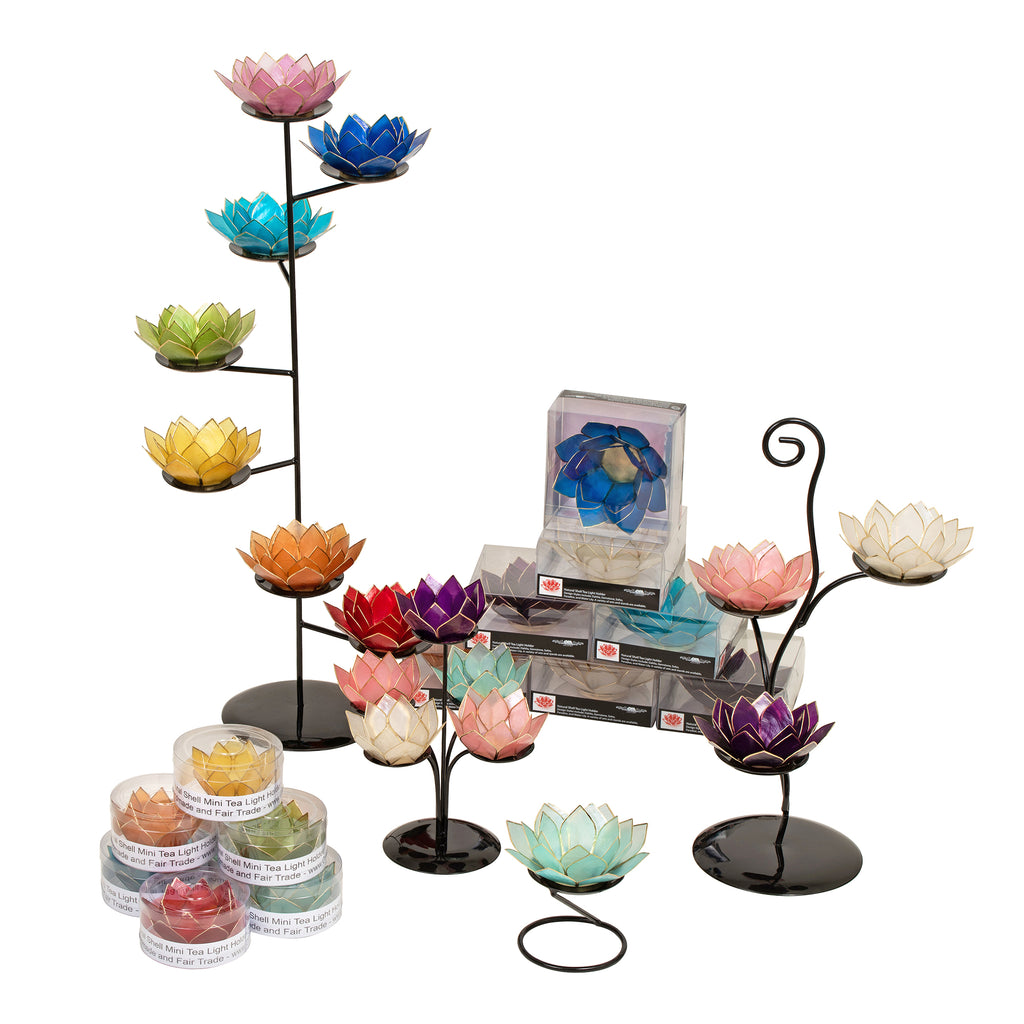 Capiz With Spiral Chakra Stand Set - Gemstone