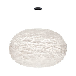 Eos XXL Hardwired Pendant in White, Black Cord