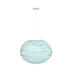 Eos Large Hardwired Pendant in Light Blue, White Cord