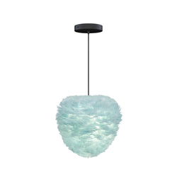 Eos Evia Large Hardwired Pendant in Light Blue, Black canopy/cord