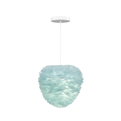 Eos Evia Large Hardwired Pendant in Light Blue, White canopy/cord