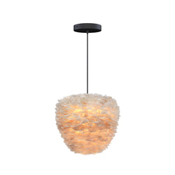 Eos Evia Large Hardwired Pendant in Light Brown, Black canopy/cord