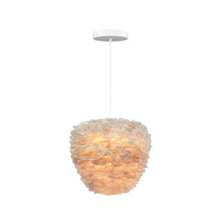 Eos Evia Large Hardwired Pendant in Light Brown, White canopy/cord