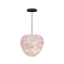 Eos Evia Large Hardwired Pendant in Light Rose, Black Cord
