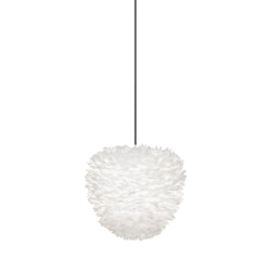 Eos Evia Large Plug-In Pendant in White, Black cord