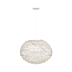 Eos Large Hardwired Pendant in White, White Cord