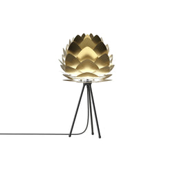 Aluvia Tripod Table Lamp in Brushed Brass, Black Base