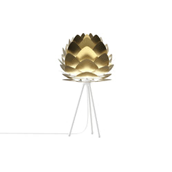 Aluvia Tripod Table Lamp in Brushed Brass, White Base