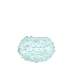 Eos Medium Plug-In Pendant in Light Blue, White Cord