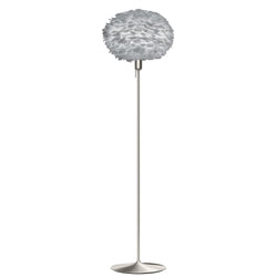 Eos Medium Floor Lamp in Grey, Brushed Steel Base