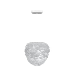 Eos Evia Medium Hardwired Pendant in Grey, White canopy/cord