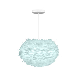 Eos Medium Hardwired Pendant in Light Blue, White Cord