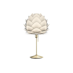 Aluvia Table Lamp in Pearl White, Brushed Brass Base