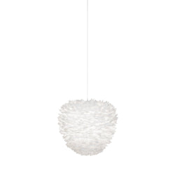 Eos Evia Medium Plug-In Pendant in White, White cord