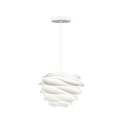 Carmina Hardwired Pendant in White, White Cord