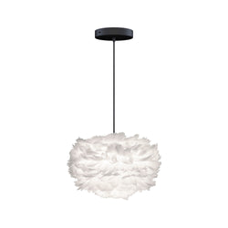 Eos Mini Hardwired Pendant in White, Black Cord