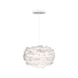 Eos Mini Hardwired Pendant in White, White Cord