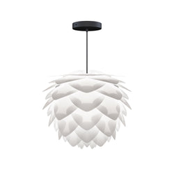 Silvia White Mini Hardwired Pendant, Black Cord