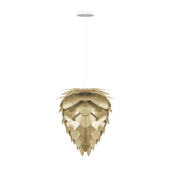 Conia Brass Mini Hardwired Pendant, White Cord