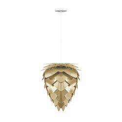 Conia Brass Mini Hardwired Pendant, White Cord