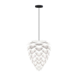 Conia White Mini Hardwired Pendant, Black Cord