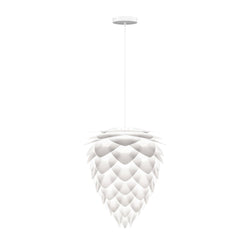 Conia White Mini Hardwired Pendant, White Cord